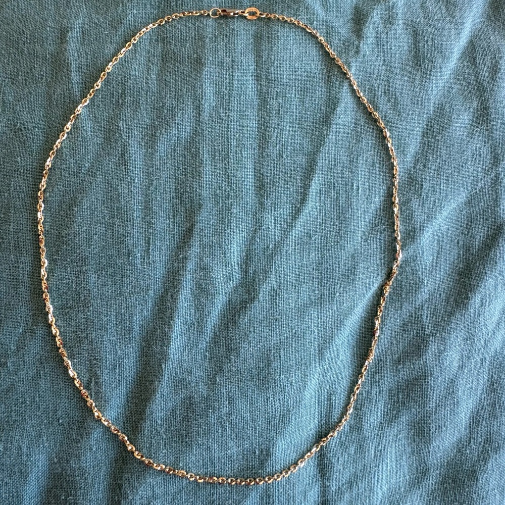 18k Gold Diamond Cut Cable Chain Necklace - 18”